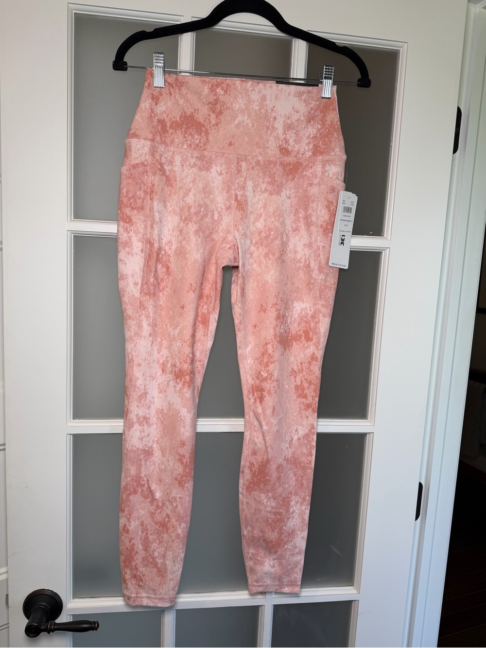 RBX Active Tie-Dye Leggings Misty Rose/White, Pockets, Medium, NWT